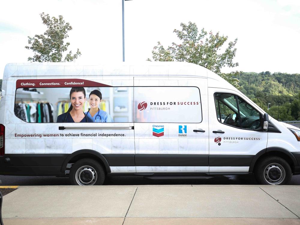 One of the Dress for Success mobile boutiques
