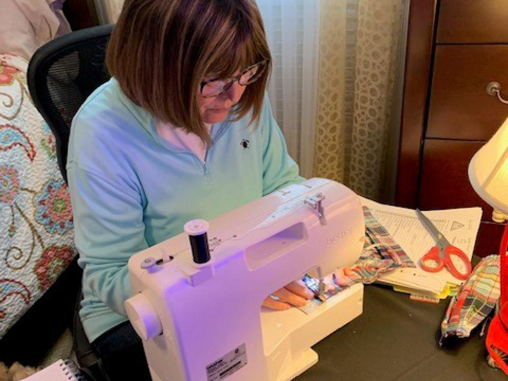 Our employee Donna sewed cloth masks.