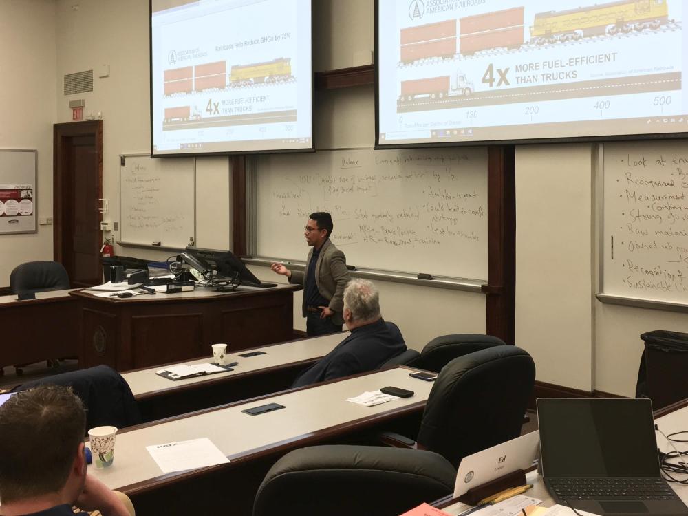 William Sapon speaks to Pitt EMBA students