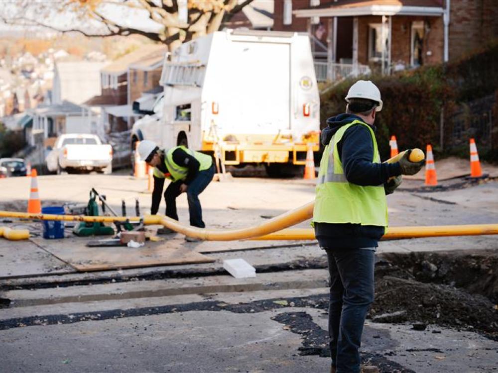 men working and equipment