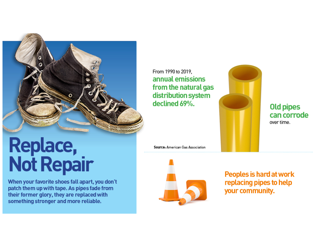 sneaks and pipe and safety cone