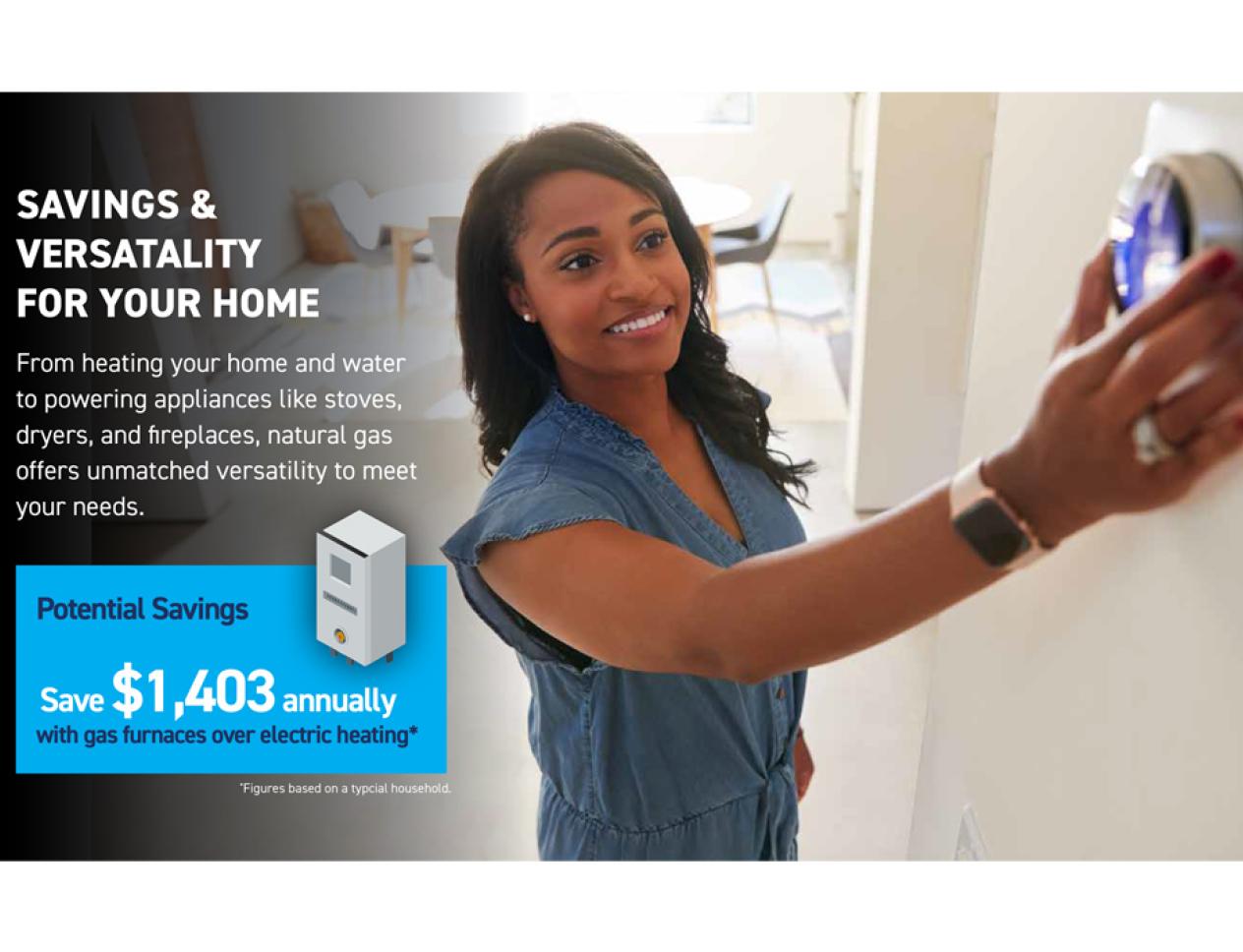 woman turning up or down a thermostat