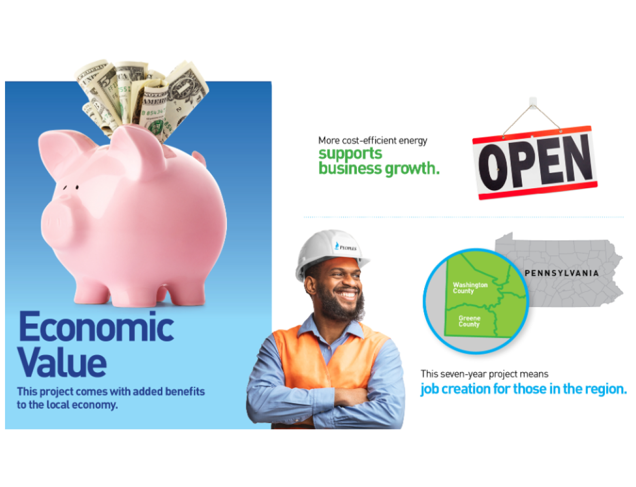 piggy bank man open sign