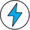 Blue lightning bolt icon representing electricity or energy.