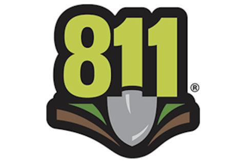 811 logo with green ‘811’ numbers above a shovel blade, representing Call 811 before digging.