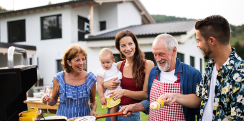 family barbecuing 